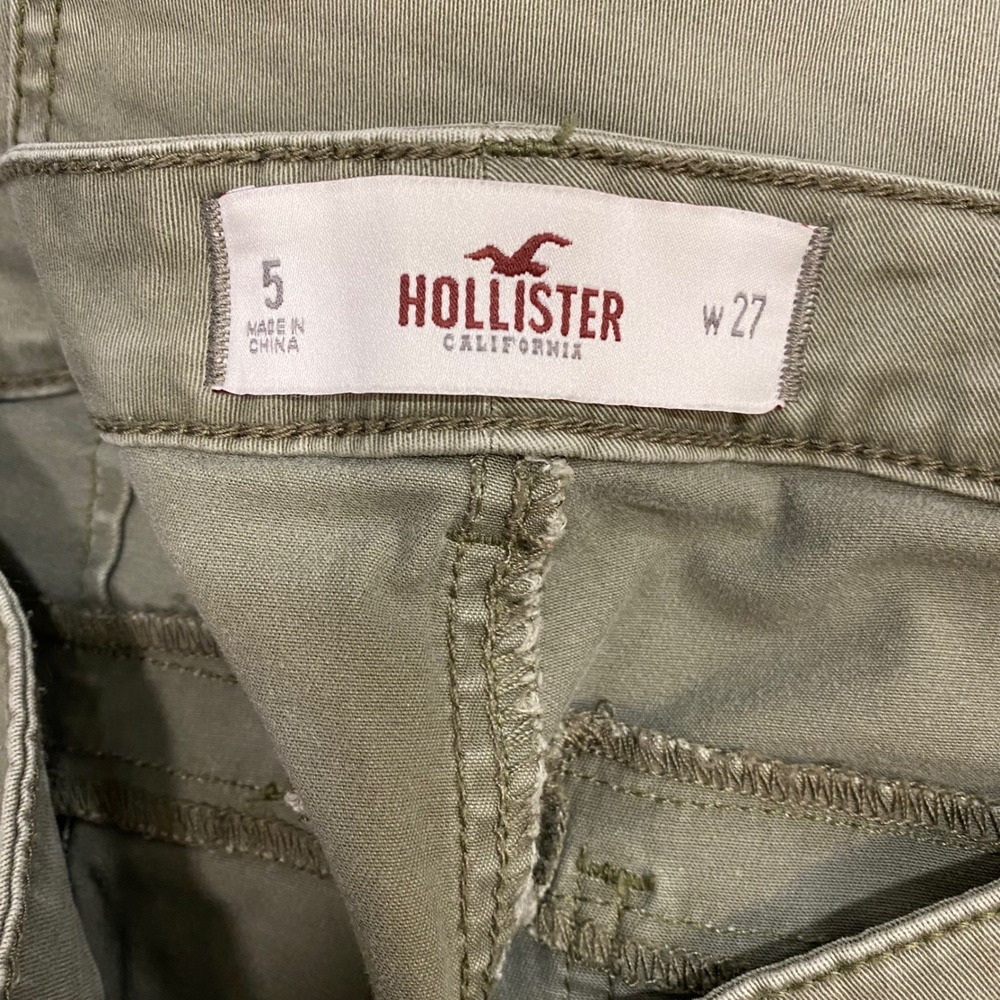 Hollister Jeans Womens 27 Olive Green Skinny Utility Rhinestone Embellished Y2K - Picture 3 of 8